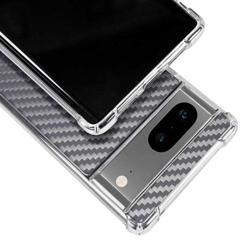 Silver Carbon Fiber Specialty Texture Material Google Pixel 8a Clear Case